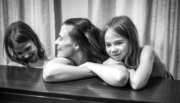 Barger loves playing with perspective. Pictured here with daughters Sage &amp; Maeve.