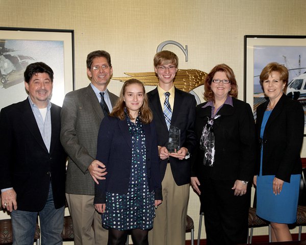In November, Hudson travelled to Sikorsky headquarters with his father, sister Anna, and his teacher, Shelli Basher, to receive his award. 